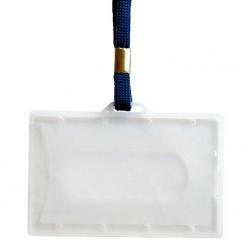 Enclosed landscape ID Card Holder with Lanyard